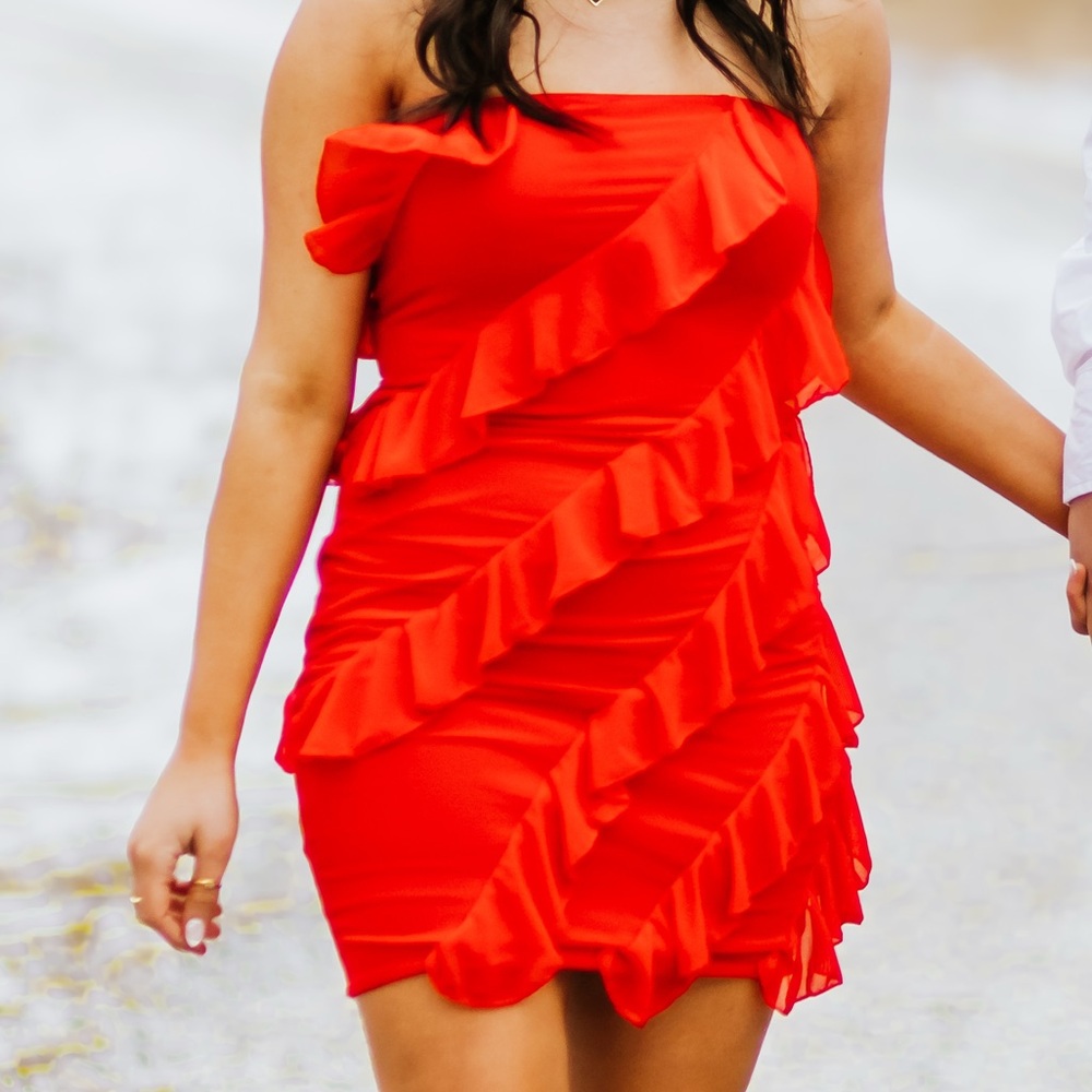Strapless Ruffle Mini Dress - Picture 2 of 3